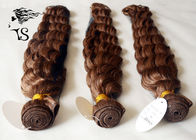Brown Weft Curly Hair Extensions , Colored Virgin Hair Extensions Natural Wave