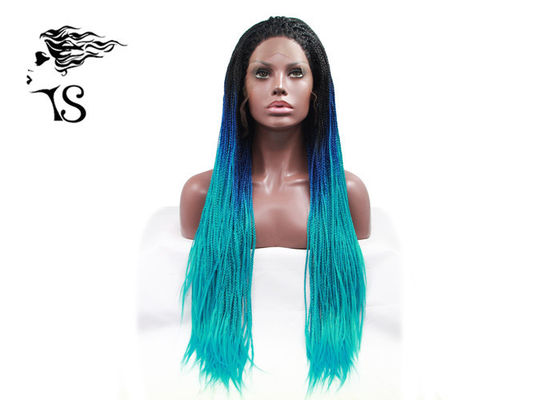 중국 파란 옴버 합성 레이스 정면 상자 끈목, 착색된 긴 아프리카 땋는 머리 가발 협력 업체