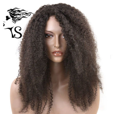 Natural Looking 1B Black Kinky Curly Hair Lace Front Wigs For Afro American Women