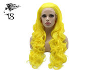 Bright Yellow Color Synthetic Wavy Lace Front Wigs For Rupuals Drag Race