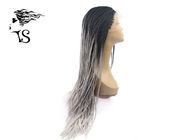 Long Gray Synthetic Box Braid Lace Front Wigs With Dark Roots For Afirica Girls