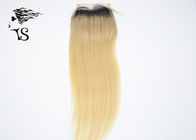 613 Blonde Lace Front Closure Piece With Dark Roots Long Silky Straight 14 Inch