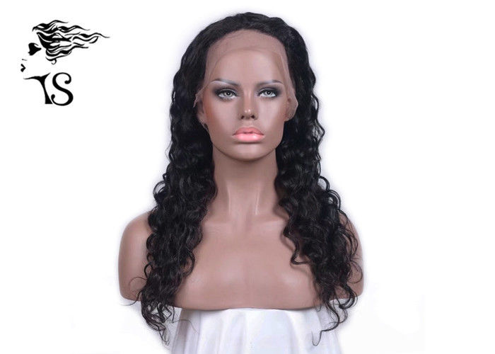 Black Indian Remy Full Lace Human Hair Wigs Deep Wave For African American